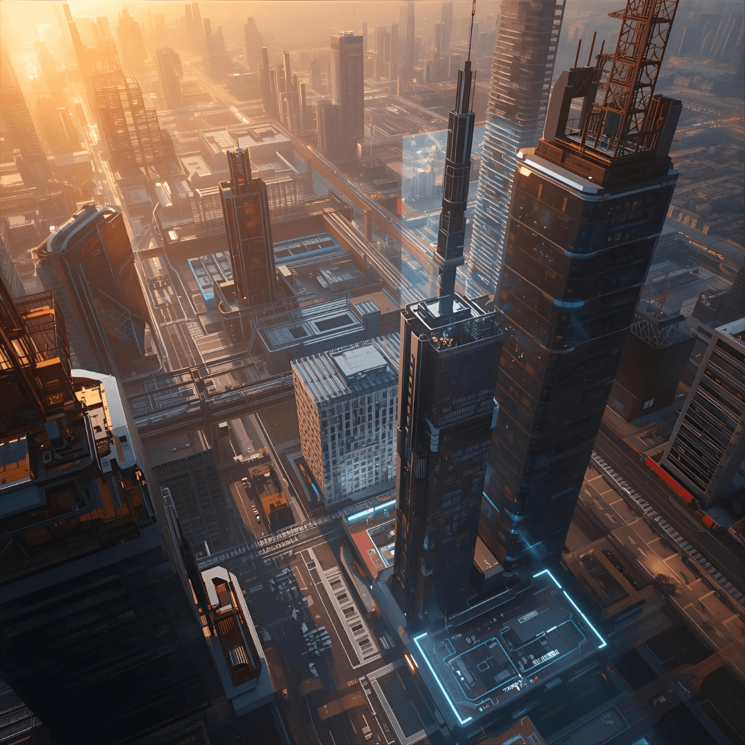 Construction site with modern equipment